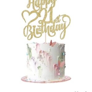 Gold Glitter 21st Birthday Cake Topper